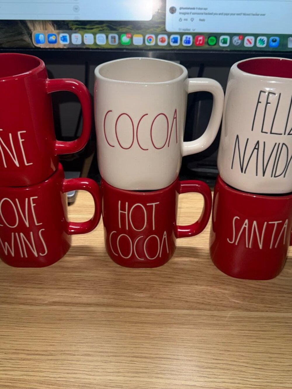 Rae Dunn Ceramic Mug Christmas Set - 6 Mugs - Used - Great condition